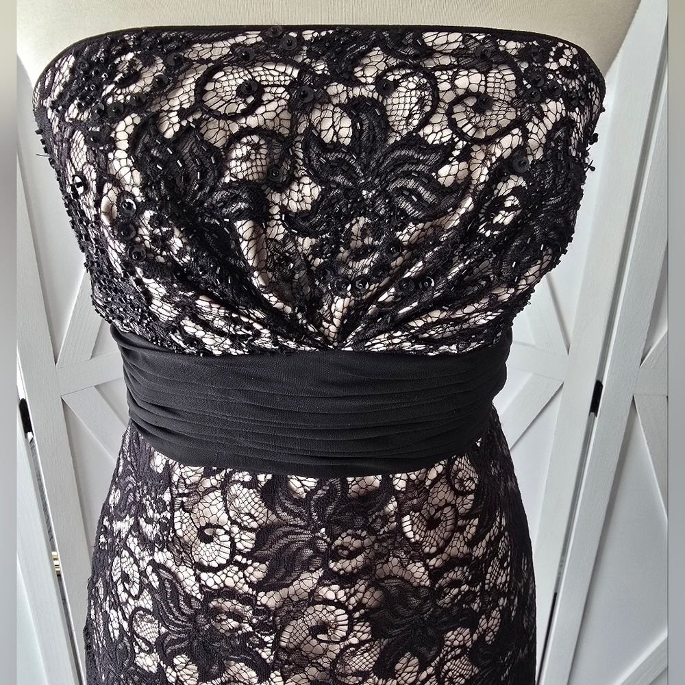 WHBM Strapless Black Lace Overlay Dress - Picture 2 of 8